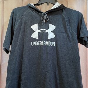 Under Armour Dark Grey Hooded Top short sleeve XL